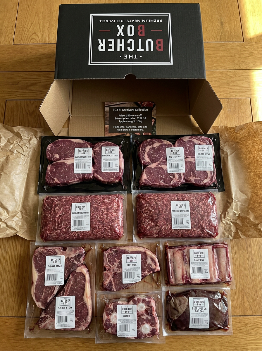 Butcher Box contents laid out